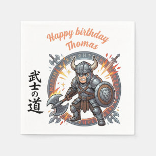 Serviette En Papier Warrior Fighter RPG Knight Anime Chibi Birthday