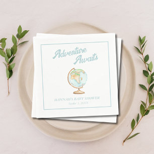 Serviette En Papier Watercolor Adventure Await Baby shower serviettes