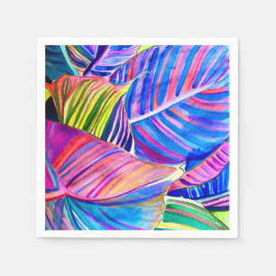 Serviette En Papier Watercolor art canna tropicale feuilles