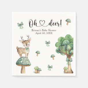Serviette En Papier Watercolor Baby shower de cerfs de bois