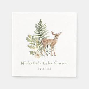 Serviette En Papier Watercolor Baby shower de cerfs de bois