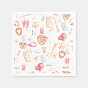 Serviette En Papier Watercolor Baseball