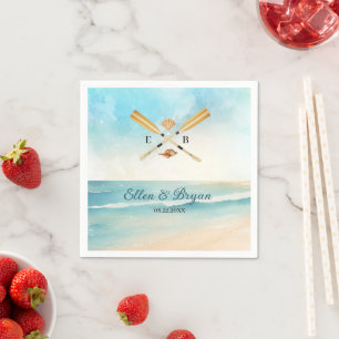 Serviette En Papier Watercolor Beach Oars Mariage