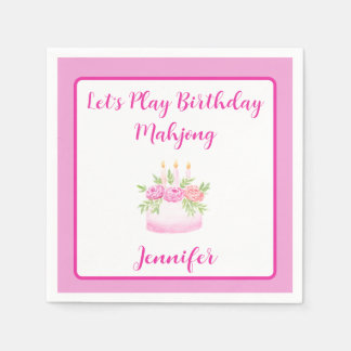 Serviette En Papier Watercolor Birthday Cake Mahjong PERSONALIZE