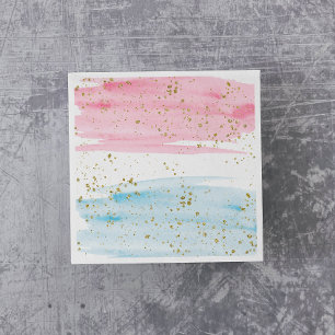 Serviette En Papier Watercolor Blue ou Pink Gender Revevevevela Party