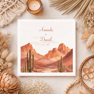 Serviette En Papier Watercolor Boho Desert Mountain Southwest Wedding 
