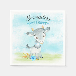 Serviette En Papier Watercolor Boy Chèvre Baby shower Farm