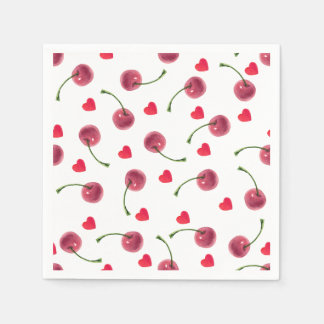 Serviette En Papier Watercolor Cherry Heart