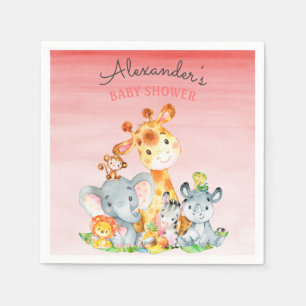 Serviette En Papier Watercolor Cute Safari Jungle Baby shower