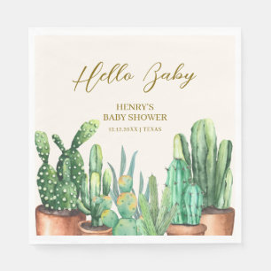 Serviette En Papier Watercolor Desert Cactus Garden Baby shower