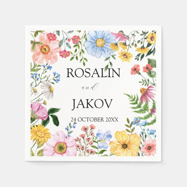 Serviette En Papier watercolor floral Wedding Napkins (Devant)