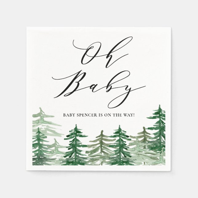 Serviette En Papier Watercolor Forest Baby shower forestier (Devant)