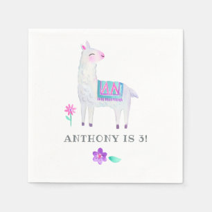 Serviette En Papier Watercolor Llama Anniversaire de enfant Party