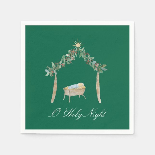 Serviette En Papier Watercolor Nativity  (Devant)
