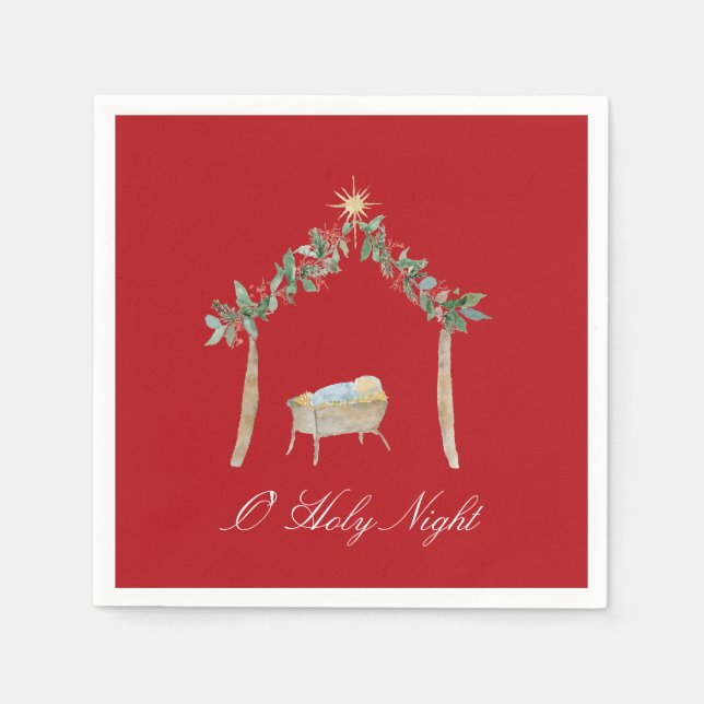 Serviette En Papier Watercolor Nativity  (Devant)