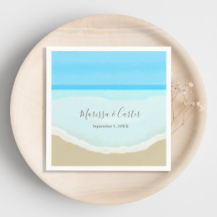Serviette En Papier Watercolor Ocean Beach Wedding