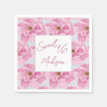 Watercolor Pink Peony Sweet 16 Party