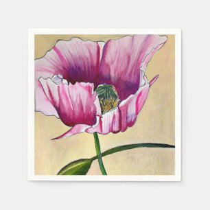 Serviette En Papier Watercolor pink poppy art flower