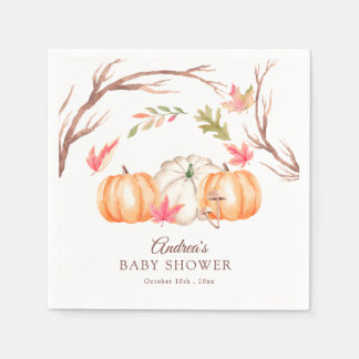 Serviette En Papier Watercolor Pumpkin Fall | Autumn Baby Shower