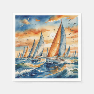 Serviette En Papier Watercolor Sailboat Regatta