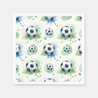 Serviette En Papier Watercolor Soccer Boy's Birthday Party 