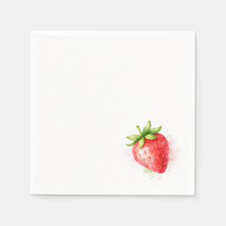Serviette En Papier Watercolor Strawberry Cute Party Event