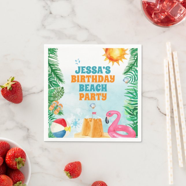 Serviette En Papier Watercolor Summer Beach Party (En situation)