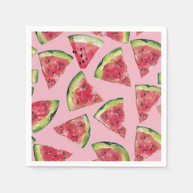 Serviette En Papier Watercolor Watermelon Party (Devant)