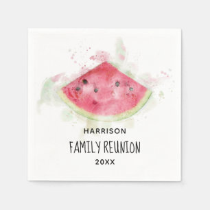 Serviette En Papier Watercolor Watermelon Summer Family Réunion