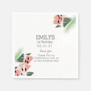 Serviette En Papier Watermelon Anniversaire Fête Brush Strokes Peintur