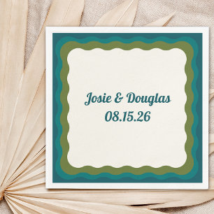 Serviette En Papier Wavy Border Retro les années 70 Vintage Mariage es