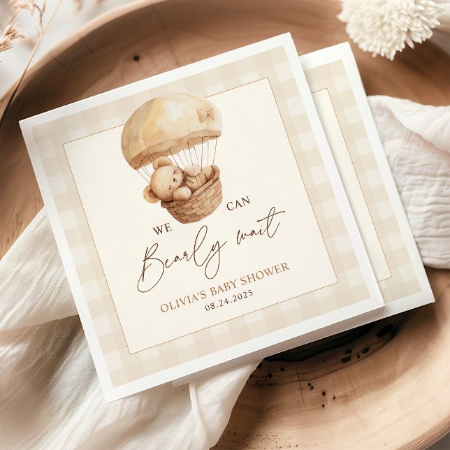 Serviette En Papier We Can Bearly Wait Gingham Teddy Bear Baby Shower  (Créateur téléchargé)