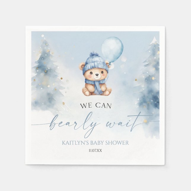 Serviette En Papier We Can Bearly Wait Winter Teddy Bear Baby Shower (Devant)