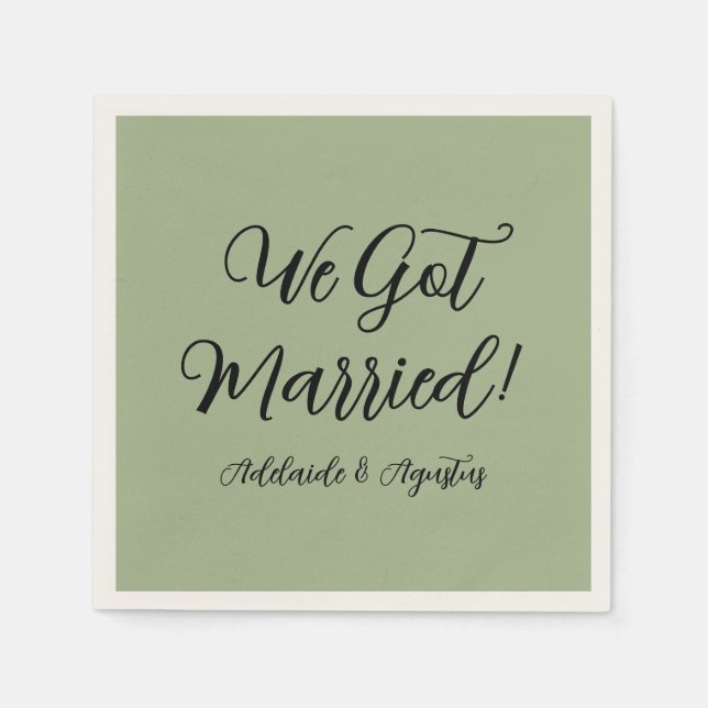 Serviette En Papier We Got Married Green Paper Napkin (Devant)