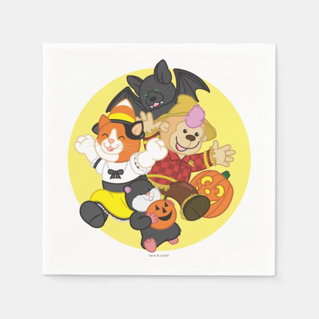 Serviette En Papier Webkinz Halloween Animaux Lune (Devant)