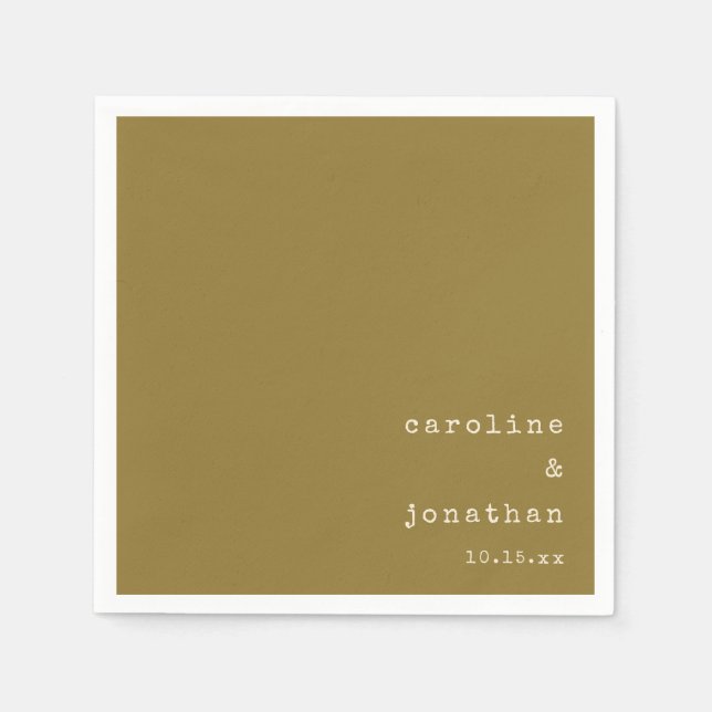 Serviette En Papier Wedding Names Ochre Typewriter Modern Custom (Devant)