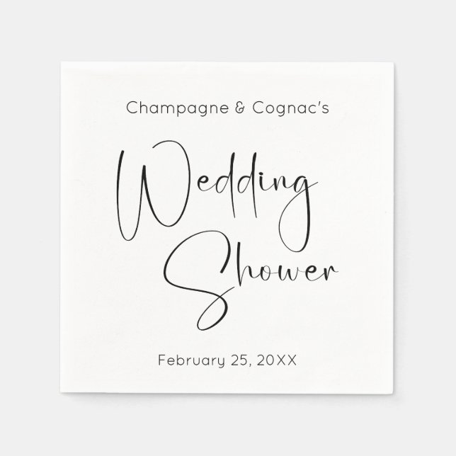 Serviette En Papier Wedding shower de script moderne (Devant)
