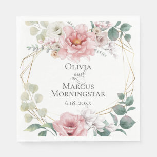 Serviette En Papier Wedding shower   Fleurs de pivoine rose en fleur d