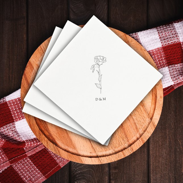 Serviette En Papier Wedding shower moderne, minimaliste blanc Fiançail (Créateur téléchargé)