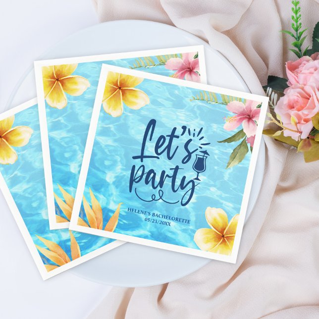 Serviette En Papier Week-end de célibataire personnalisé fête au bord  (Bachelorette Weekend Personalized Pool Party Napkins)
