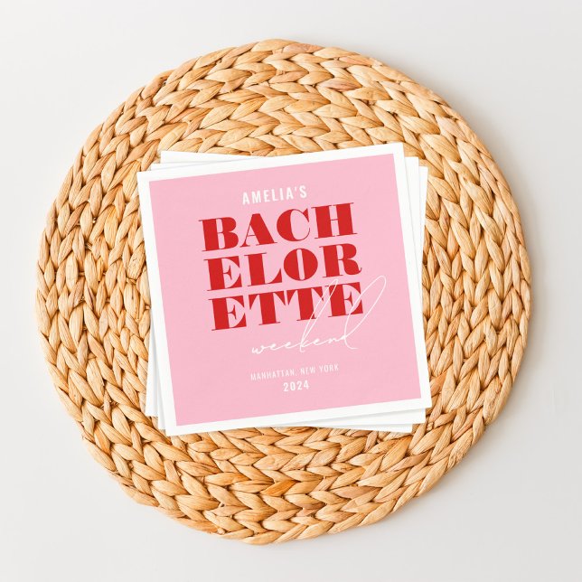 Serviette En Papier Week-end de Fiançailles Rose et Rouge Gras (Créateur téléchargé)