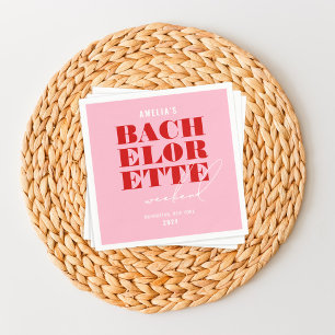 Serviette En Papier Week-end Gras Rose & Rouge Bachelorette