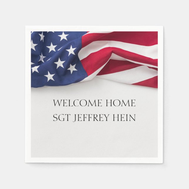 Serviette En Papier Welcome Home USA Flag Military Party (Devant)