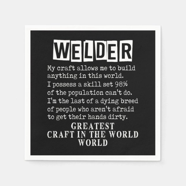 Serviette En Papier Welder Craft Profession Welding Weld Metal Gift (Devant)