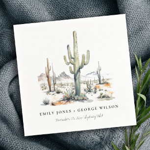 Serviette En Papier Western Boho Cactus Mariage du paysage du désert