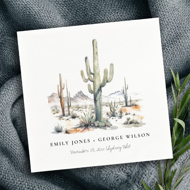 Serviette En Papier Western Boho Cactus Mariage du paysage du désert (Créateur téléchargé)