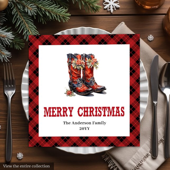 Serviette En Papier Western Christmas napkins red black rustic charm (Western Christmas napkins red black rustic charm

)