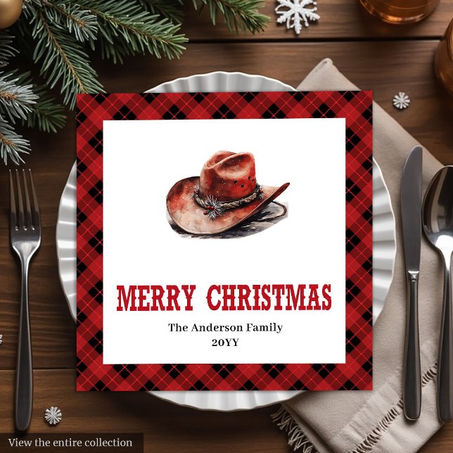 Serviette En Papier Western Christmas napkins with buffalo plaid print (Western Christmas napkins with buffalo plaid print

)