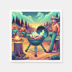 Serviette En Papier Western Cookout Cowboys Grill Party