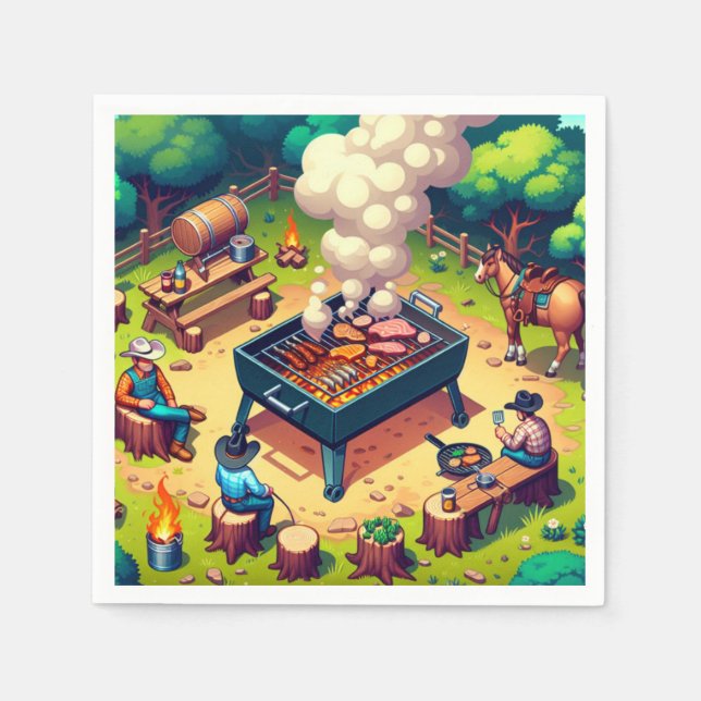 Serviette En Papier Western Cookout Grilling Party (Devant)